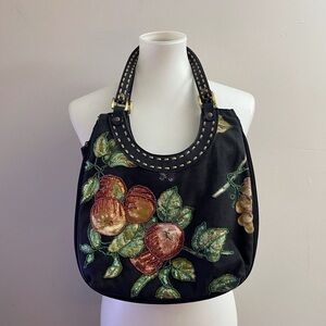 Vintage beaded fruit embroidered handbag fairy cottagecore boho cotton chic